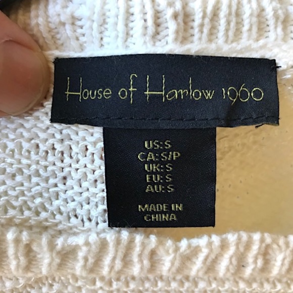 HOUSE OF HARLOW Pointelle Knit Puff-Sleeve Sweater NWOT/sz: S - Picture 11 of 12